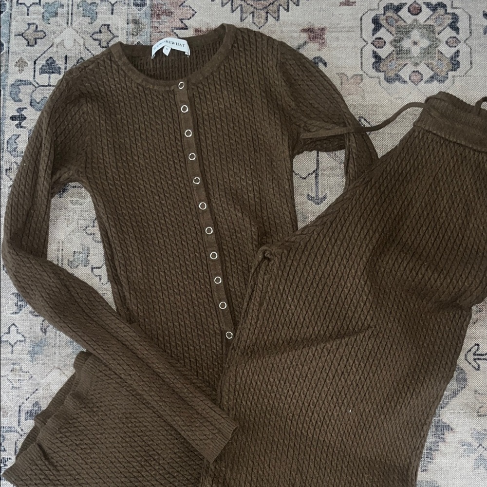 WEWOREWHAT x Ribbed Pant and Long sleeve lounge set XS NWOT